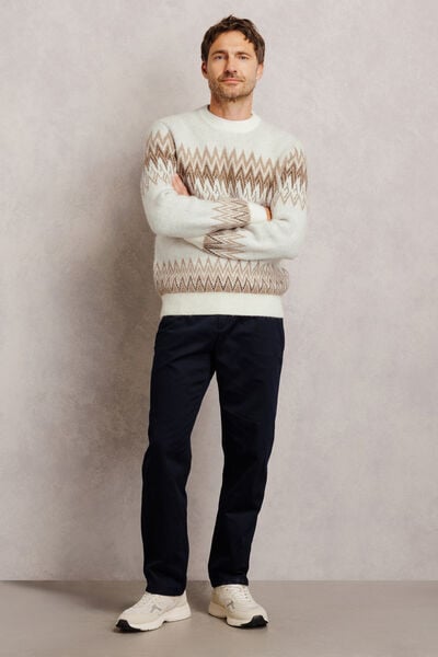 Pull col rond jacquard