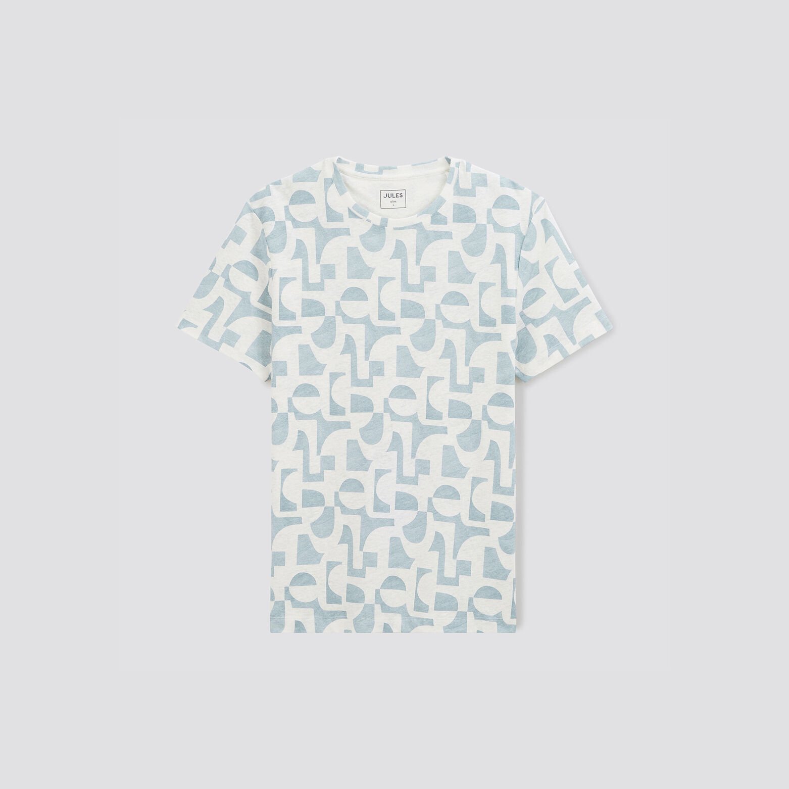 T-shirt in katoen en linnen met print