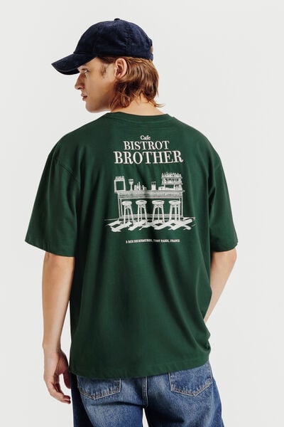 Tee shirt imprimé "Bistrot Brother" devant et dos