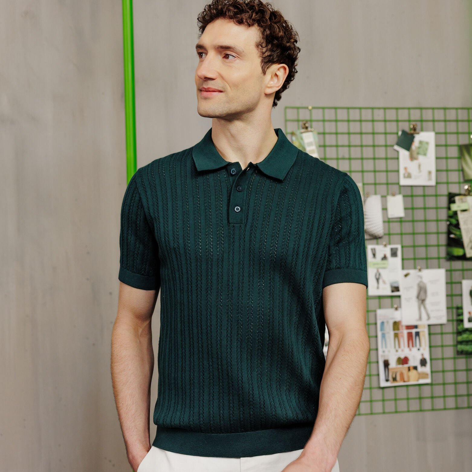 Polo en maille manches courtes jeux de points