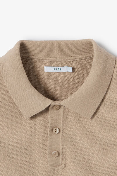 Polo en maille col boutonn&eacute; jeu de points