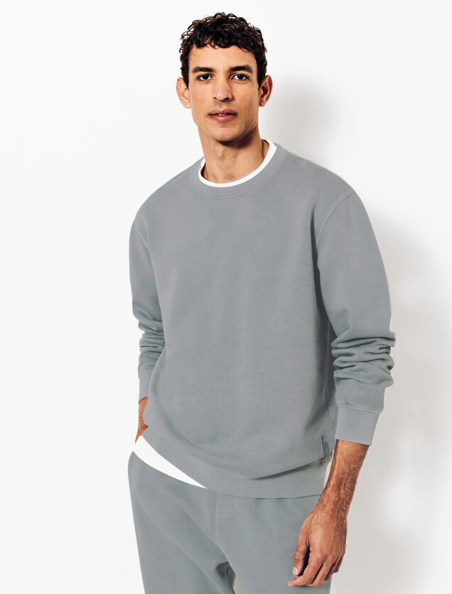 Sweat col rond mati&egrave;re effet d&eacute;lav&eacute;