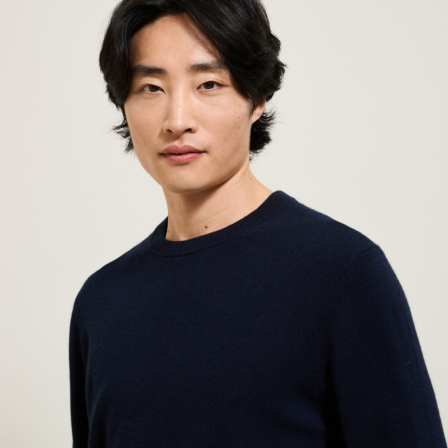 Pull col rond mélange mérinos cachemire