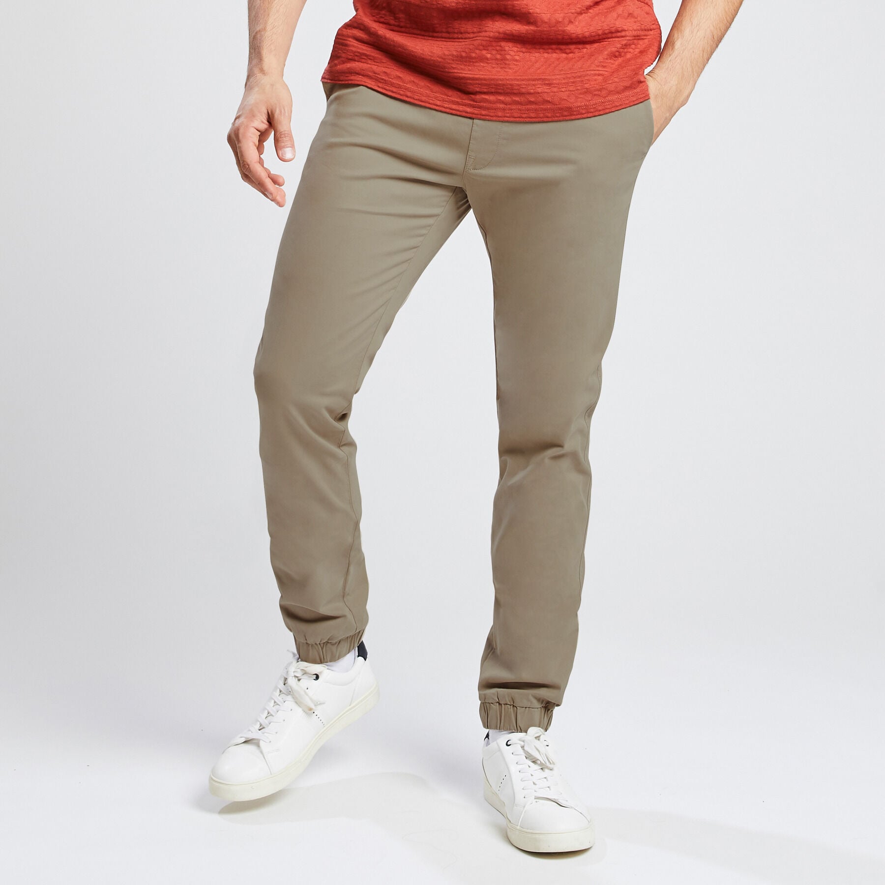 Pantaloni chino slim lavati con elastico in vita Beige | Jules