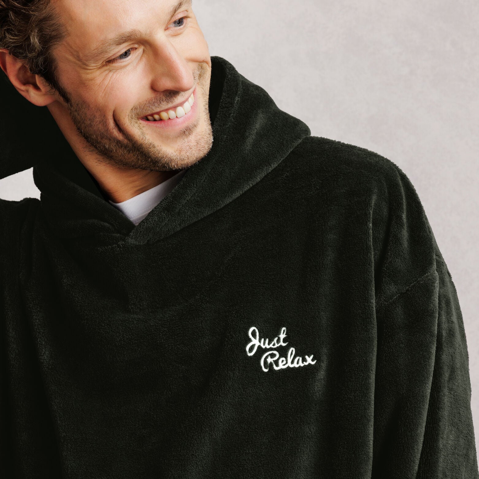 Sweat plaid &agrave; capuche brod&eacute;