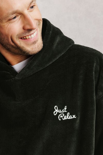 Sweat plaid &agrave; capuche brod&eacute;