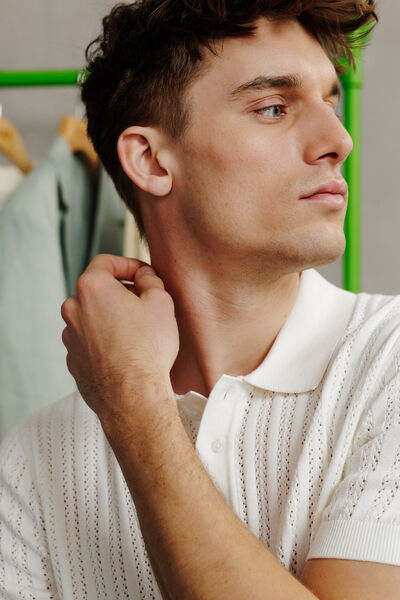 Polo korte mouwen in tricot met stekenpatroon