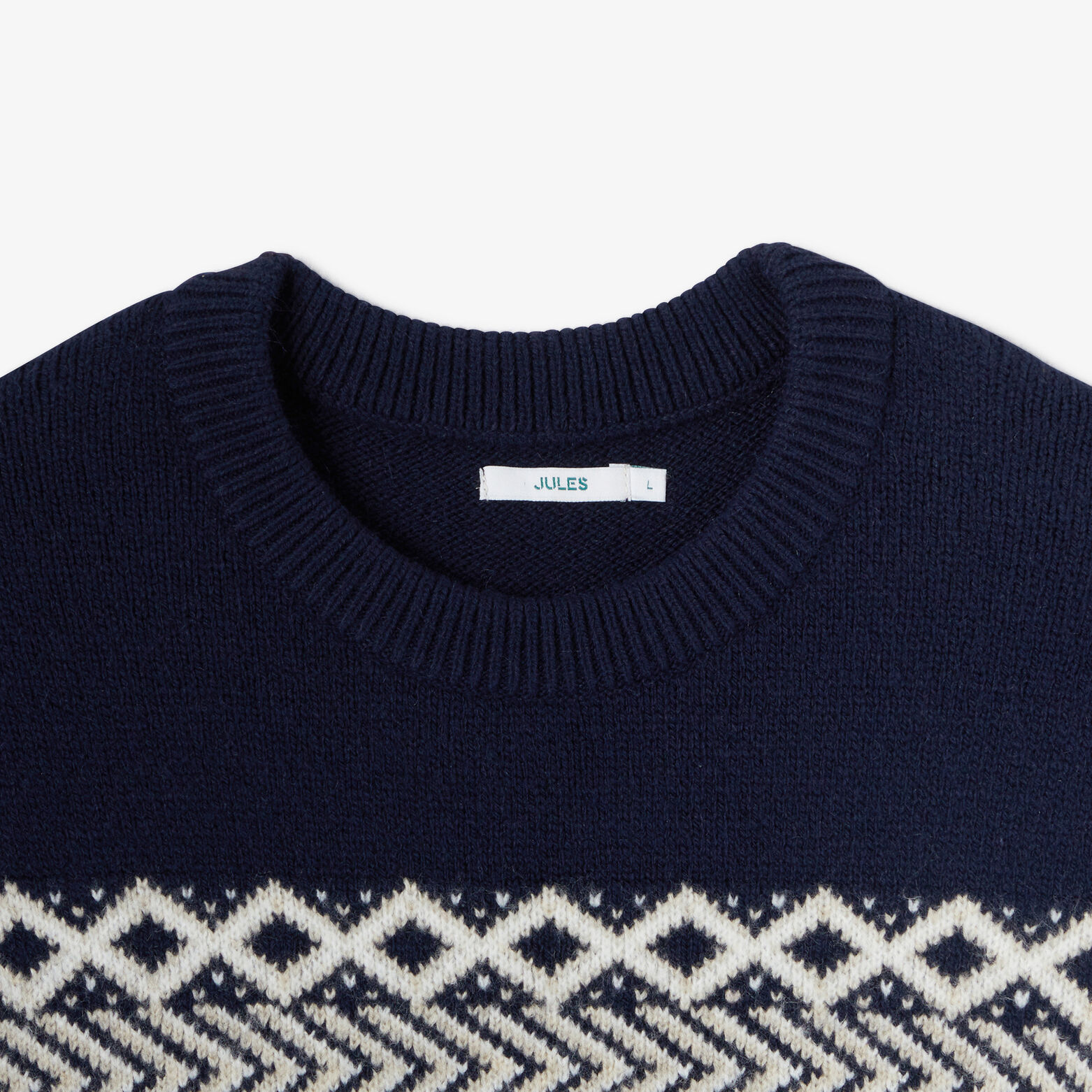 Noorse trui ronde hals in jacquard