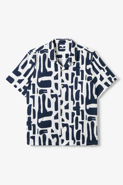 Chemisette 100% coton imprim&eacute; col requin