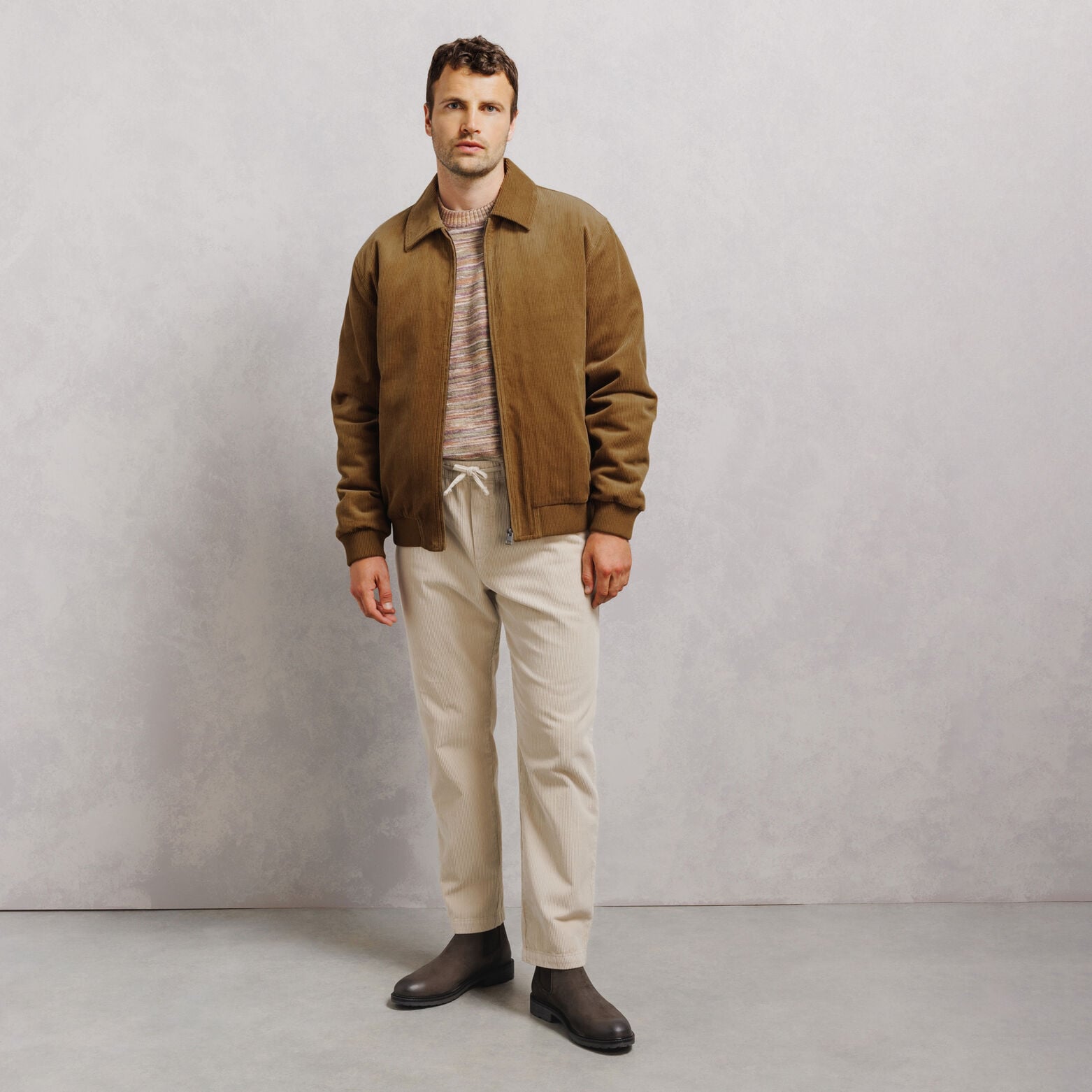 Fluwelen blouson met hemdkraag en rits