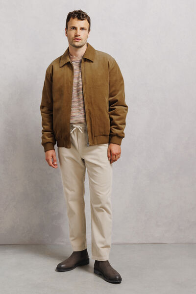 Blouson en velours col chemise zipp&eacute;