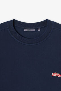 Sweat col rond effet d&eacute;lav&eacute; patch