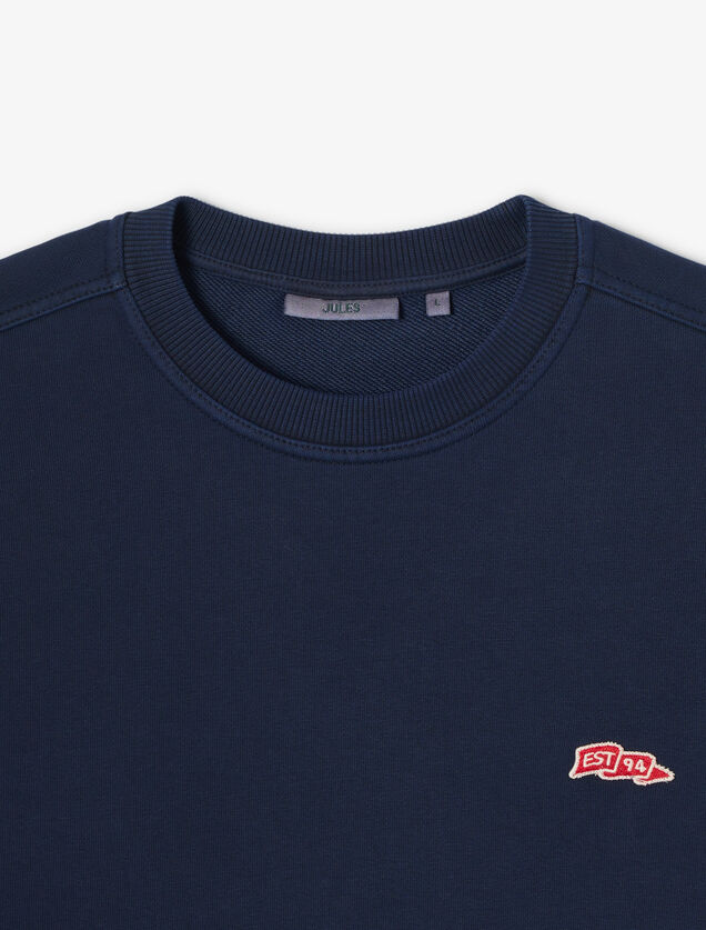 Sweat col rond effet d&eacute;lav&eacute; patch
