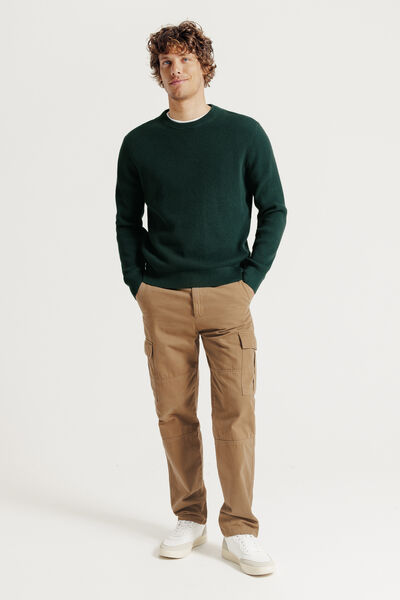 Pull col rond jeux de points fantaisie
