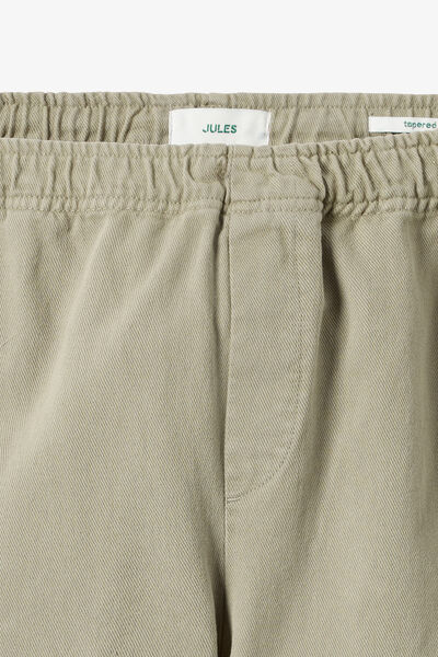 Pantalon tapered taille &eacute;lastiqu&eacute;e 100% coton