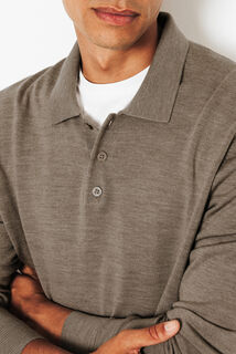 Polo en maille col boutonn&eacute; m&eacute;rinos