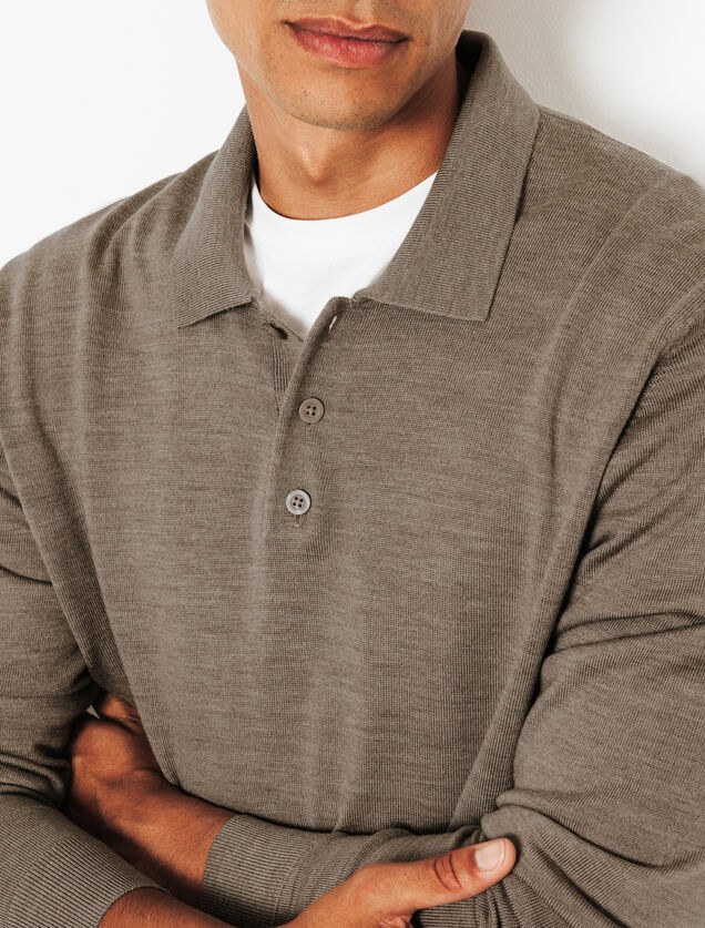 Polo en maille col boutonn&eacute; m&eacute;rinos