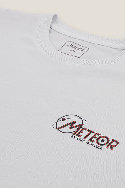 Tee shirt col rond imprim&eacute; poitrine en coton