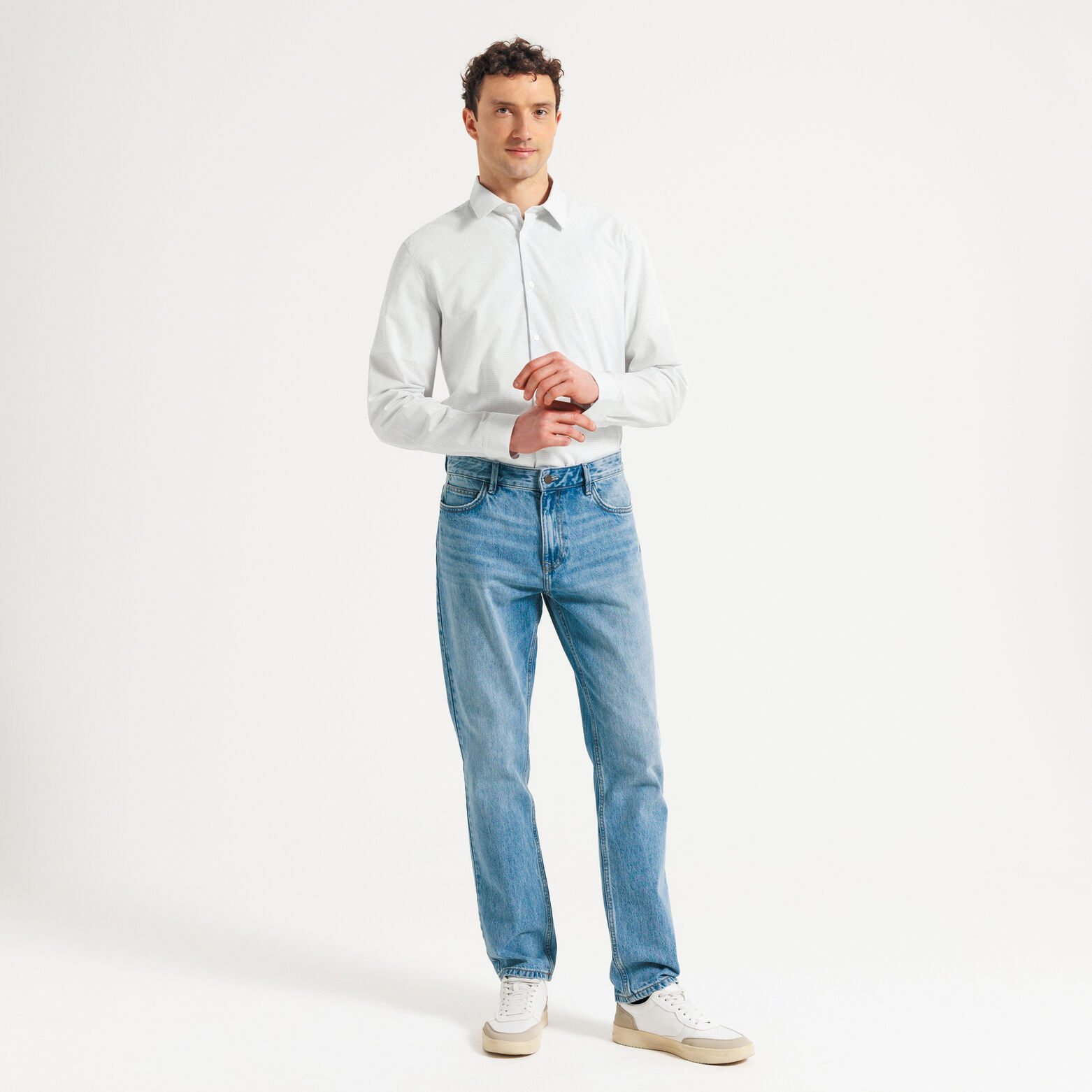 Chemise regular carreaux en coton