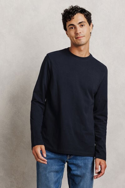 Slim basic T-shirt met ronde hals 