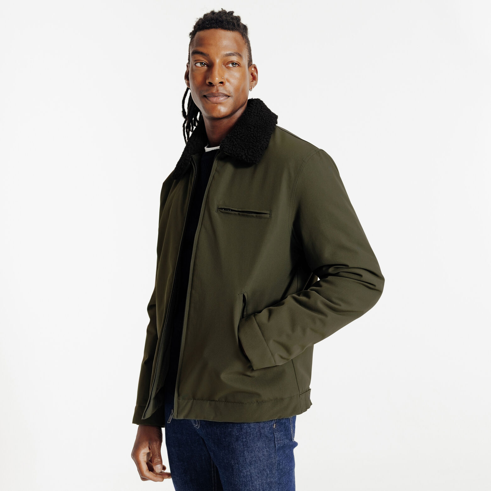 Blouson col chemise en sherpa amovible