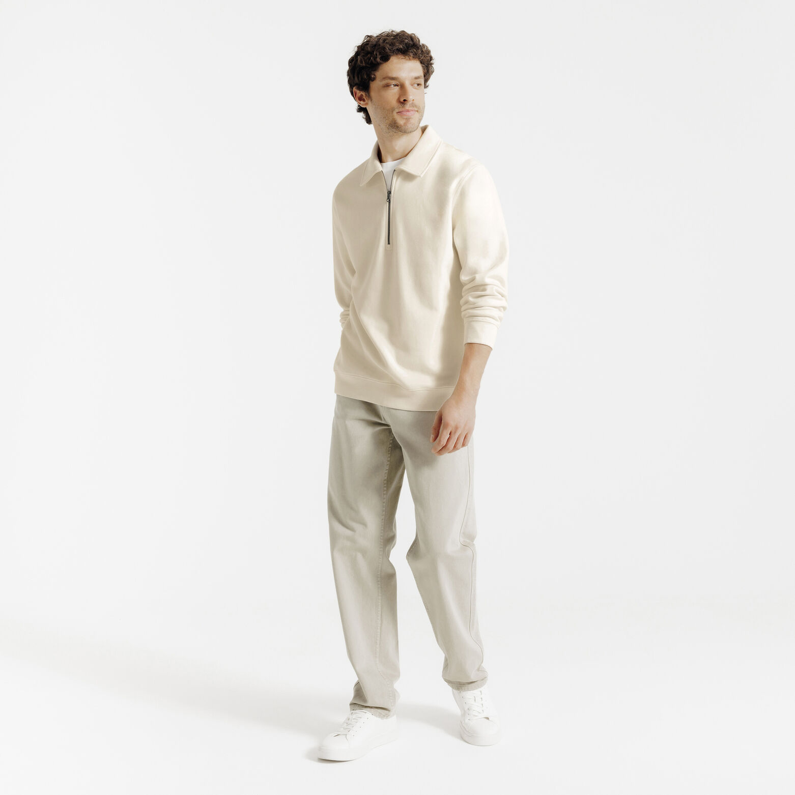 Sweat col polo zippé