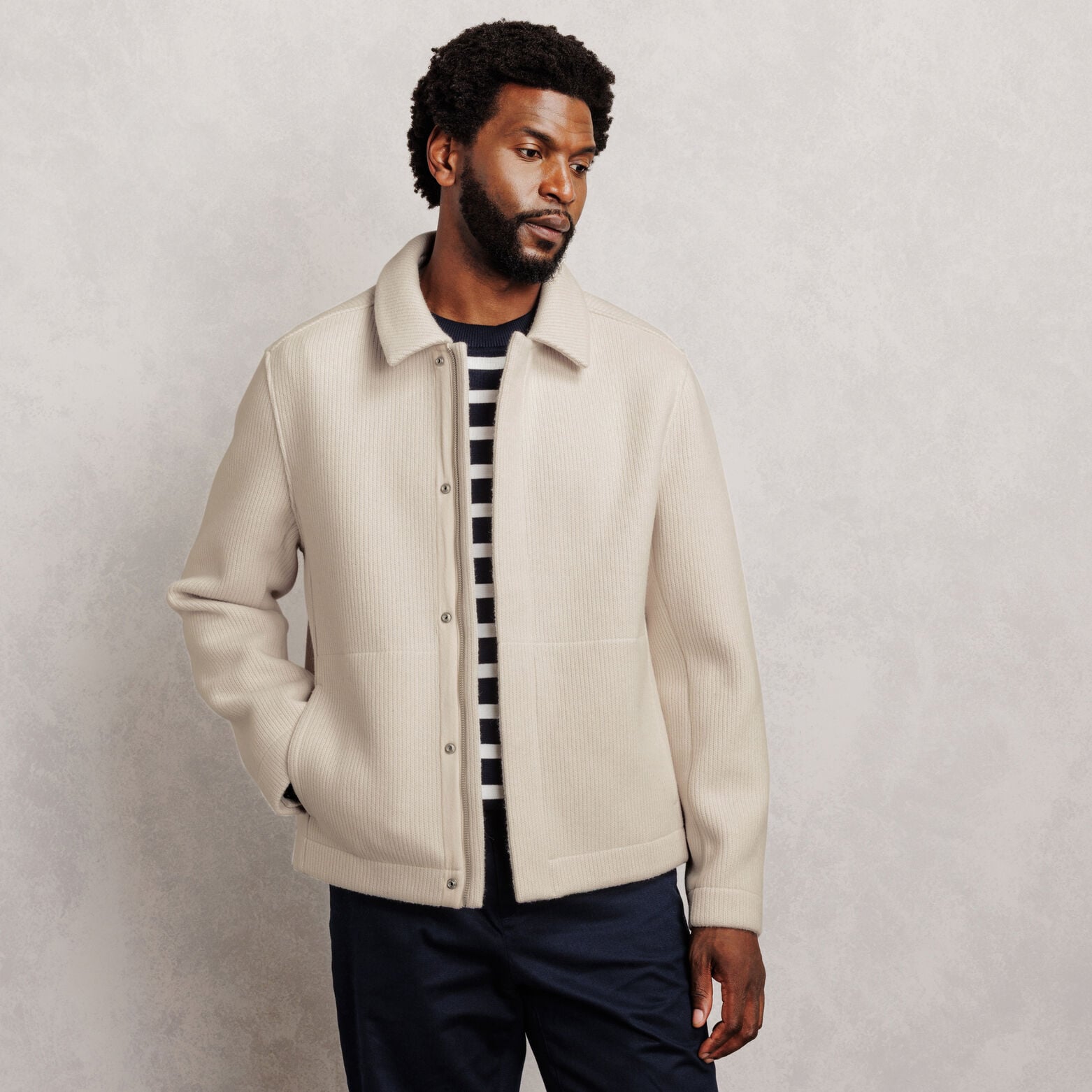 Veste col chemise zipp&eacute;e en molleton