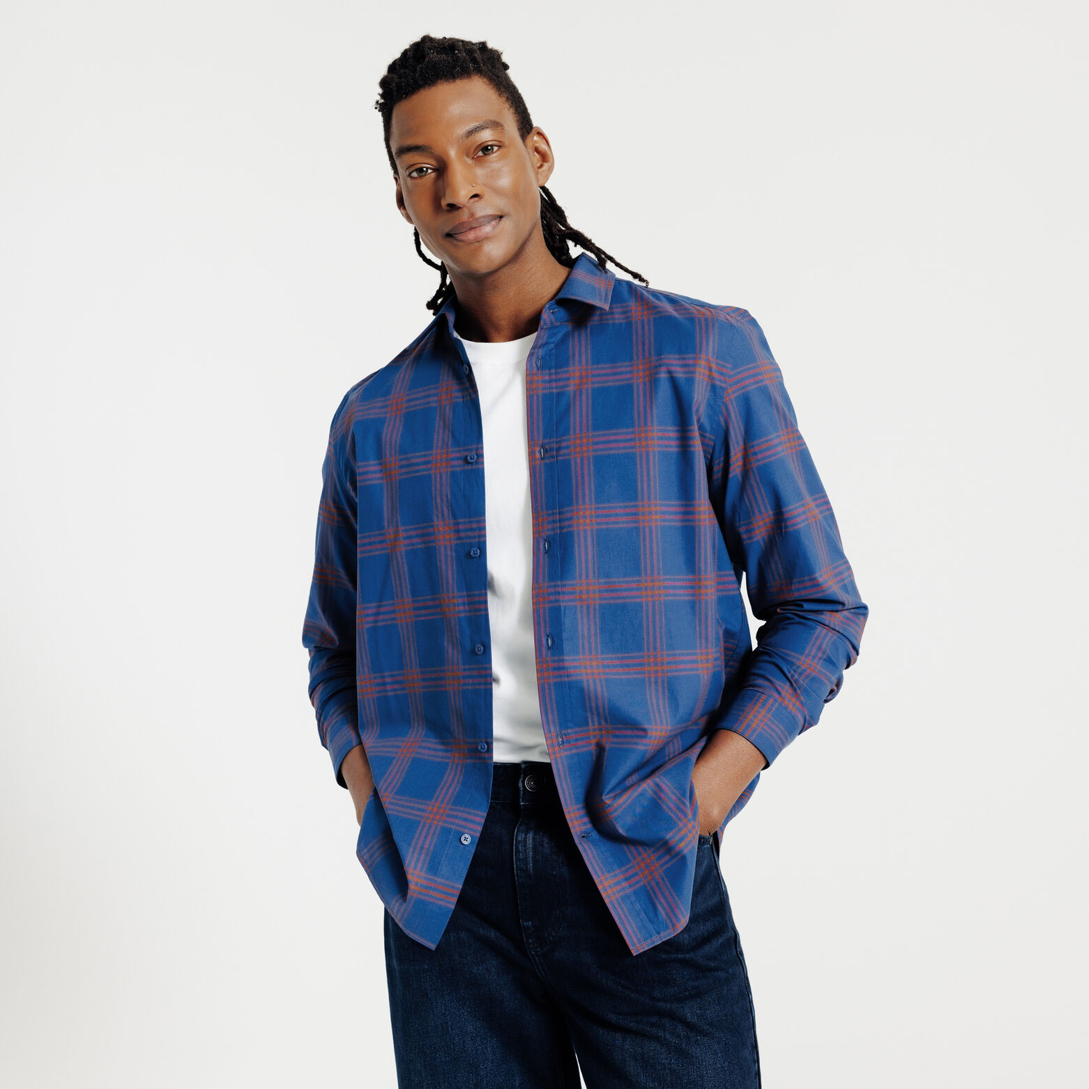 Regular fit geruite hemd in katoen