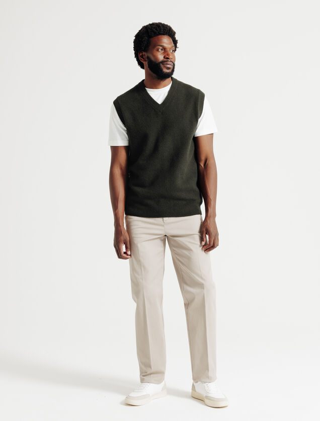 Pull col v sans manches