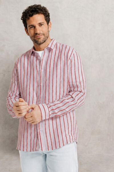 Chemise 100% lin ray&eacute;e