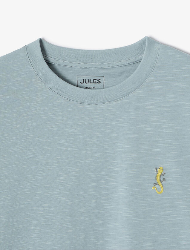 Tee shirt mati&egrave;re flamm&eacute;e broderie poitrine