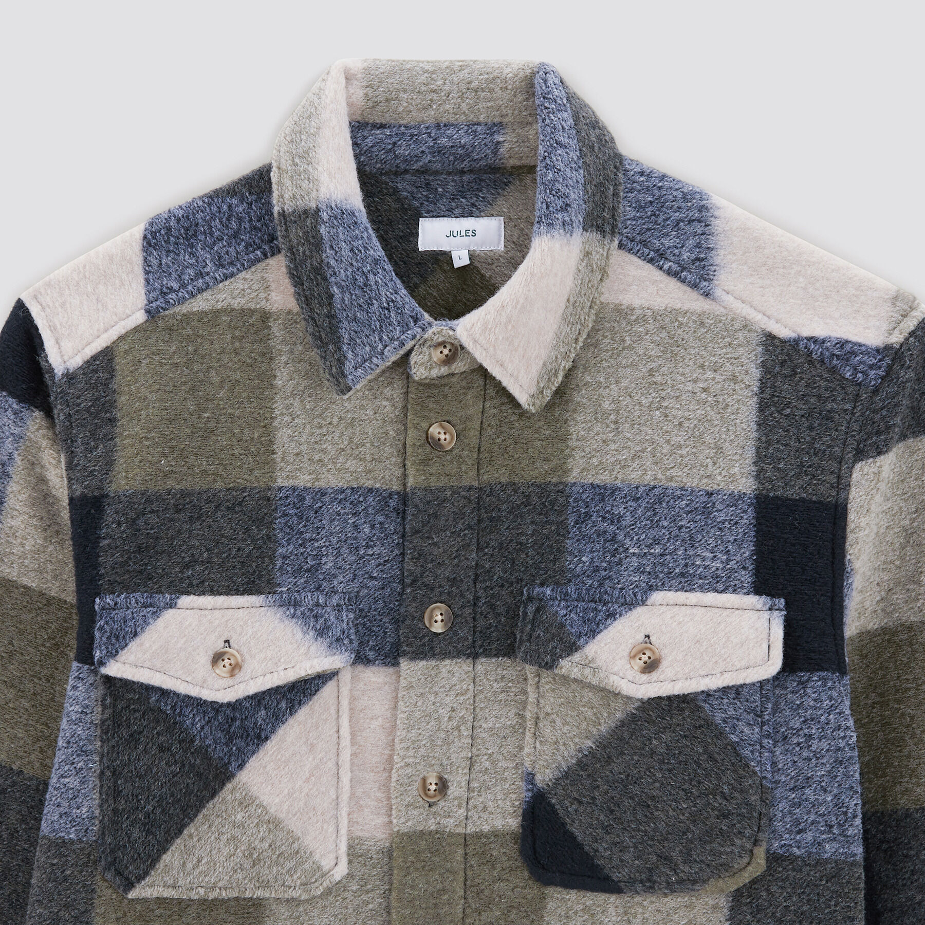 Surchemise carreaux fluffy polyester recycl Ecru Jules