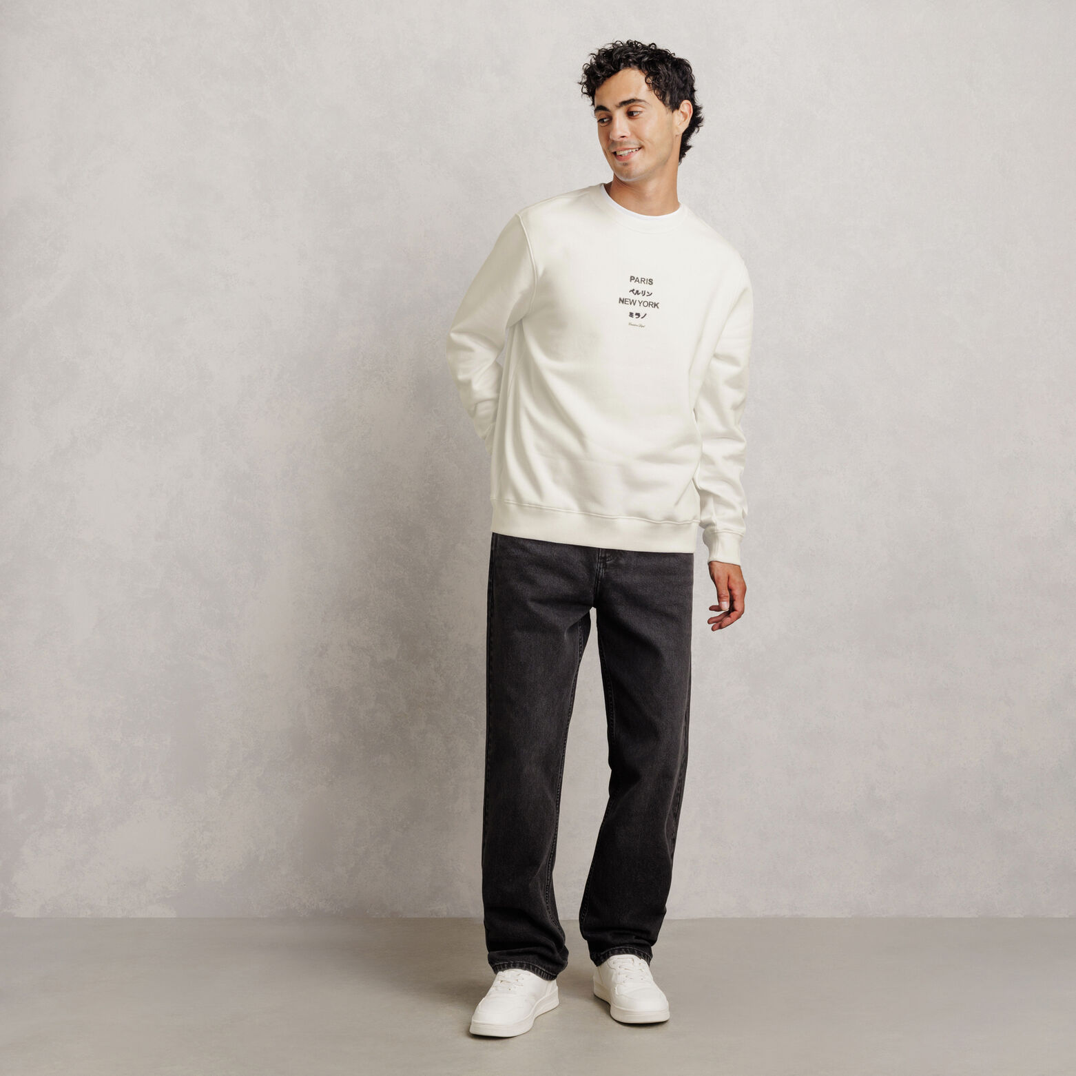 Sweat col rond imprim&eacute; devant dos