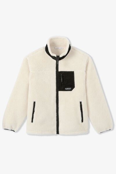 Veste zipp&eacute;e sherpa contrast&eacute;e