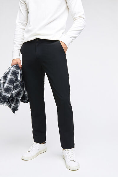 Pantalon chino ceinture élastiquée bi stretch Noir