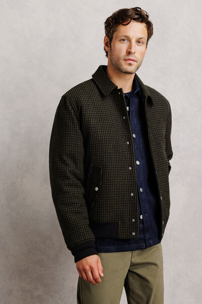 Blouson col chemise pied de puce avec laine