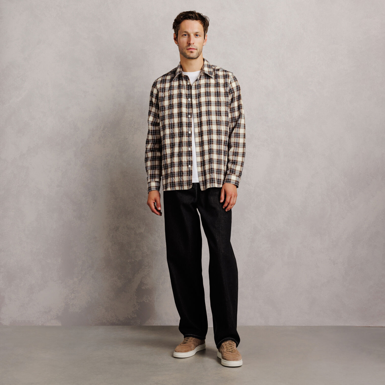 Chemise regular col fran&ccedil;ais &agrave; carreaux