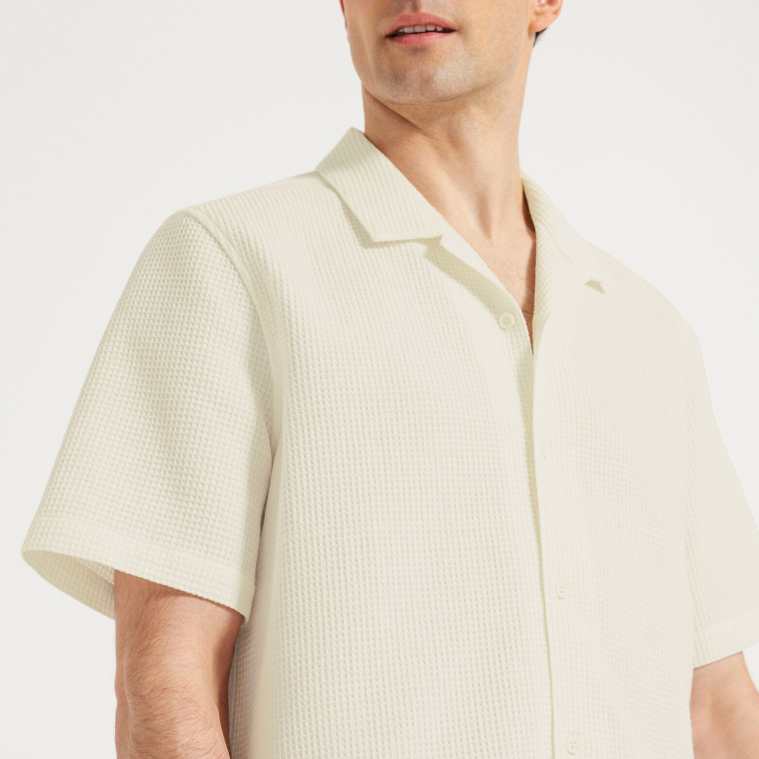 Effen hemdje in gewafeld katoen