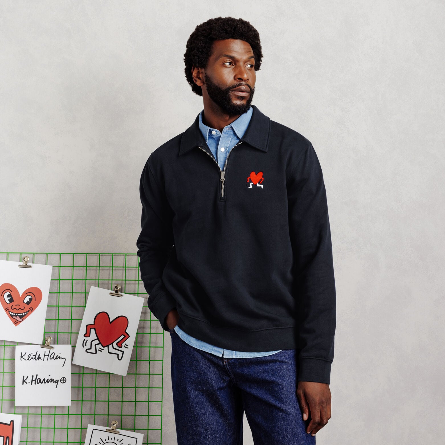 Sweater met ritskraag licentie Keith Haring