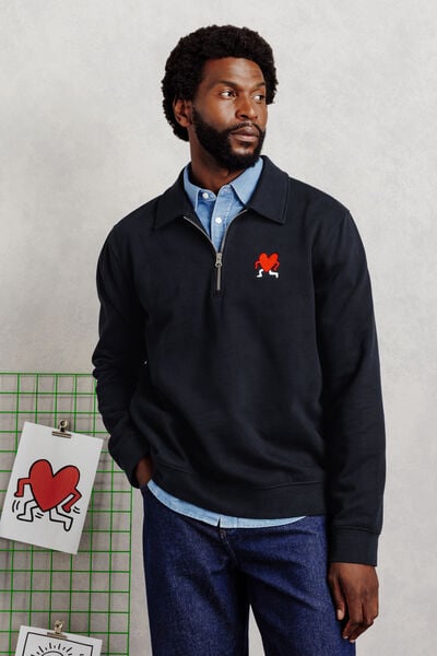 Sweater met ritskraag licentie Keith Haring