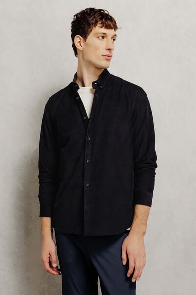 Chemise en velours c&ocirc;tel&eacute; unie 100% coton