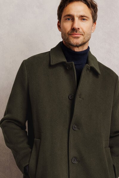 Manteau long col chemise laine majoritaire
