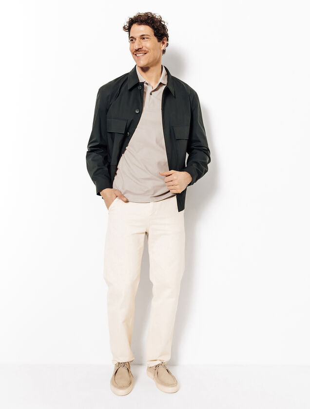 Polo met korte mouwen, visgraatmotief en Italiaans