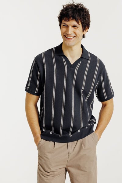 Gestreepte polo korte mouwen met resortkraag