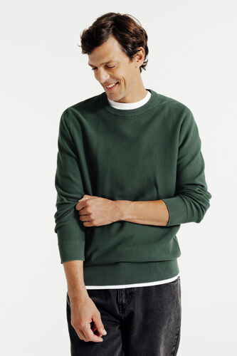 Pull col rond jeux de points fantaisie