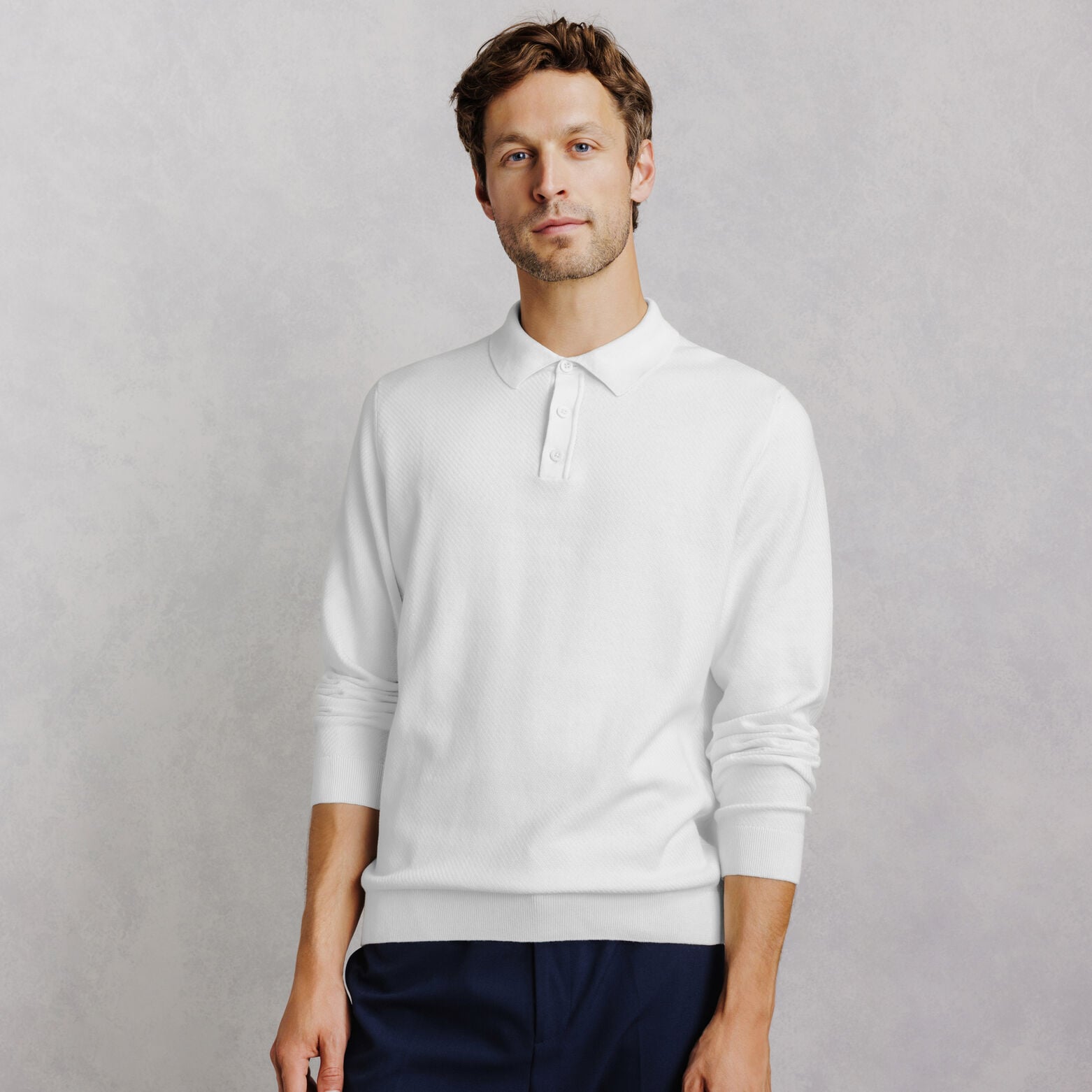 Pull col polo boutonn&eacute; fantaisie