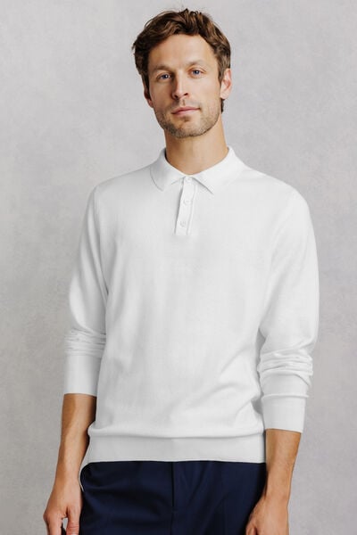 Pull col polo boutonn&eacute; fantaisie
