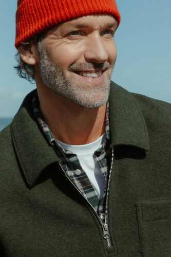 Sweat col polo zippé contenant de la laine