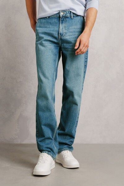 Jean loose 3 longueurs d&eacute;lav&eacute; 100% coton