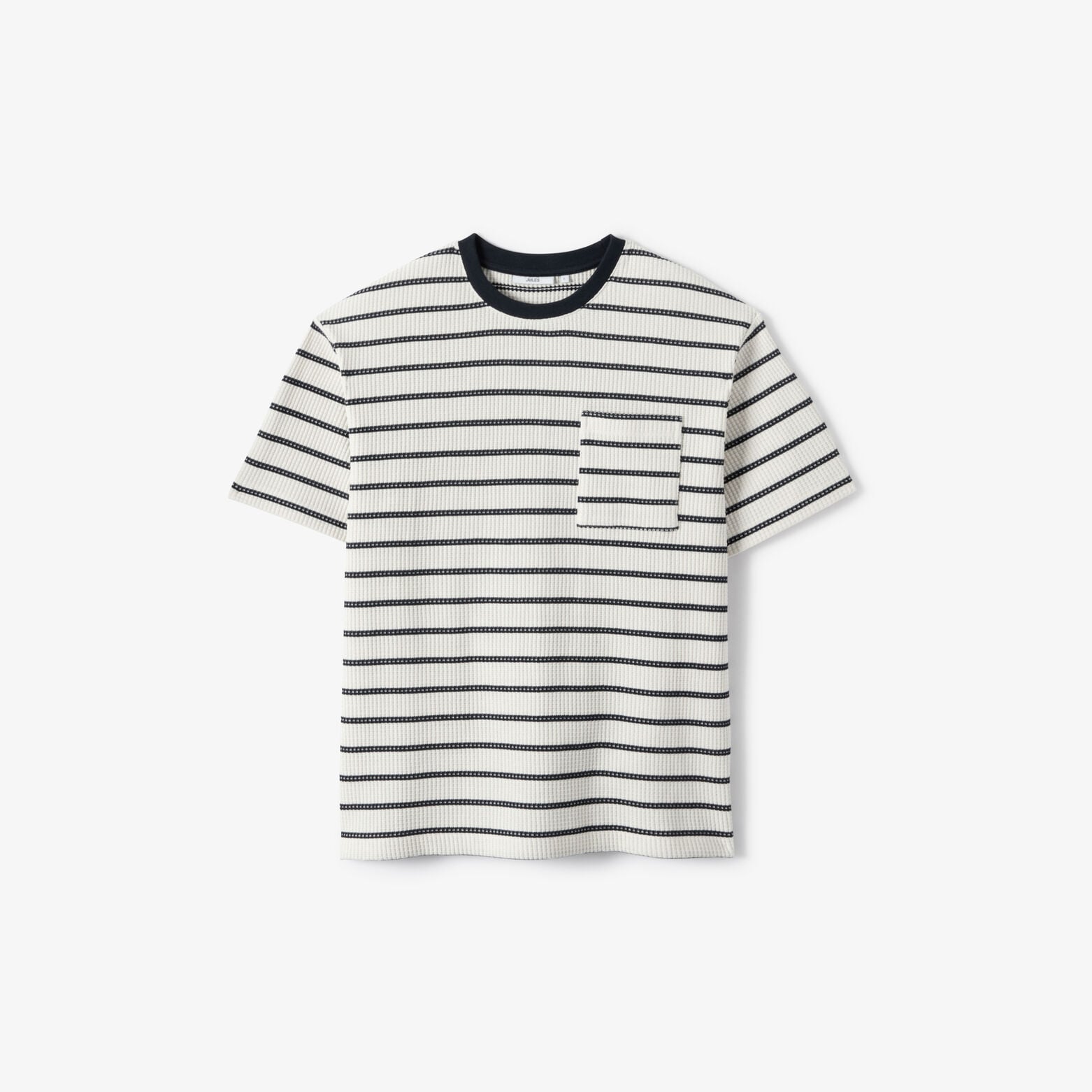 Tee shirt ray&eacute; gaufr&eacute; poche poitrine